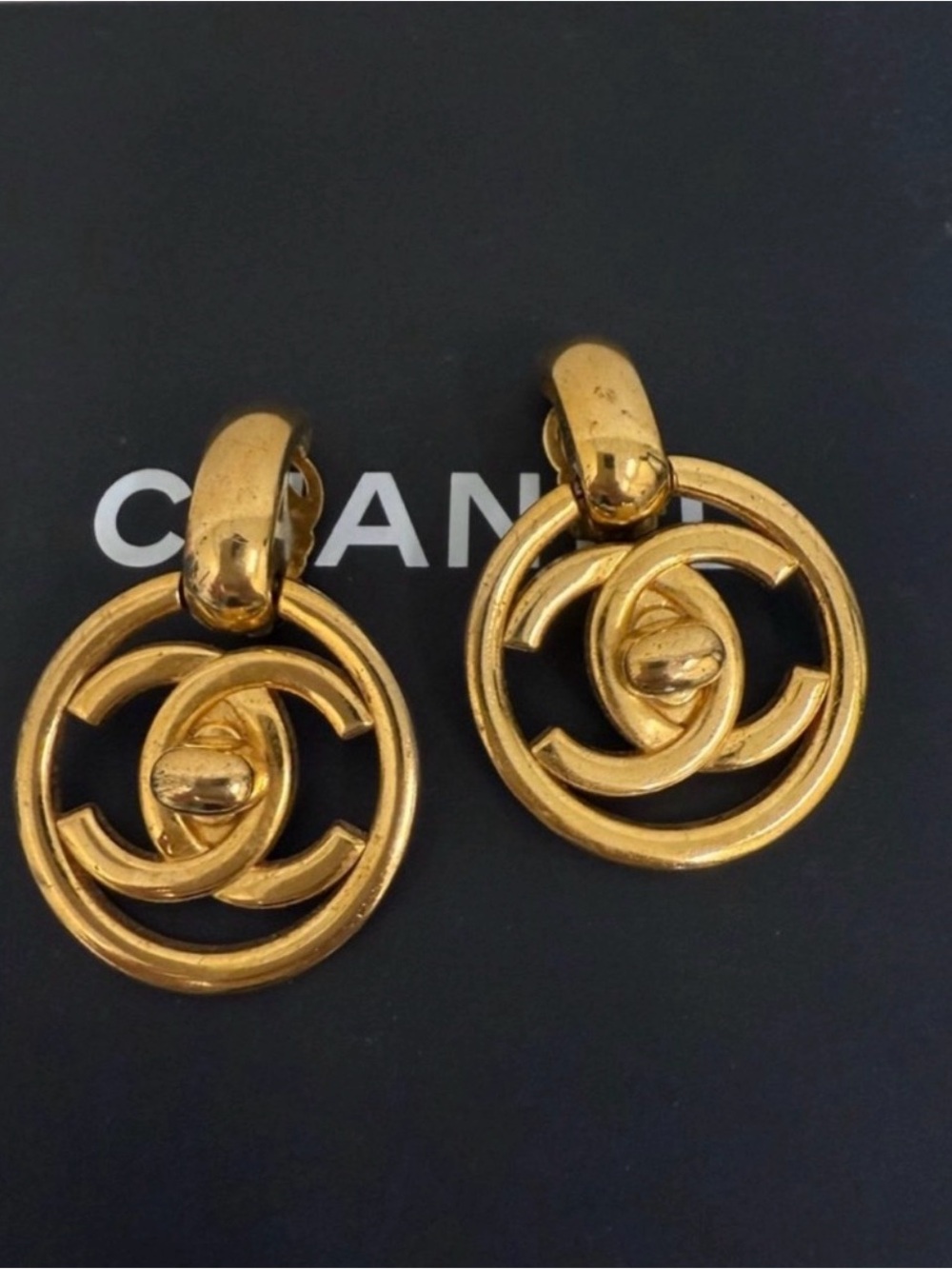 Vintage CHANEL Gold Circular Earrings